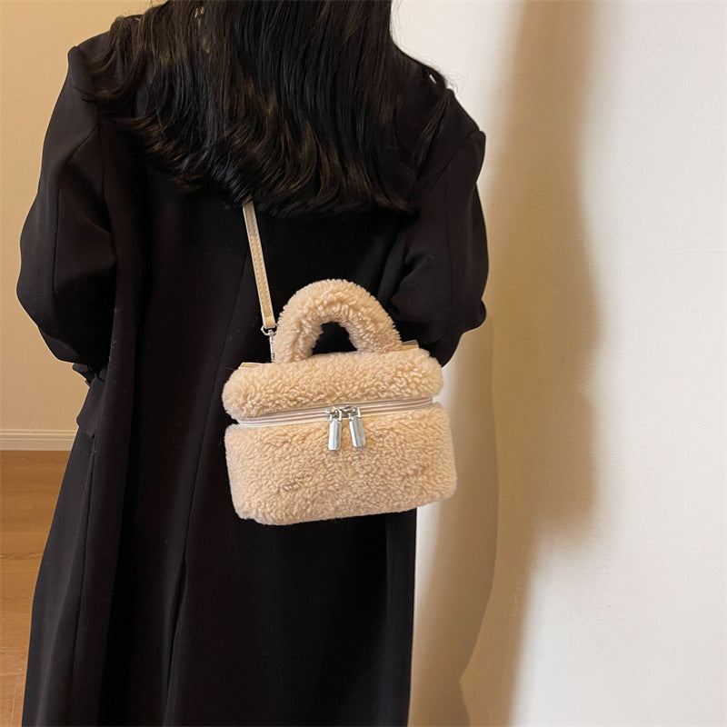 Autumn And Winter Lamb Wool Niche Popular Women's Bags Plush Portable