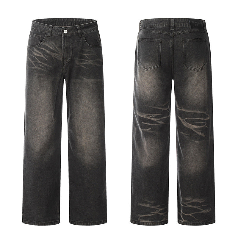 Retro Fashion Gradient Straight Jeans Men