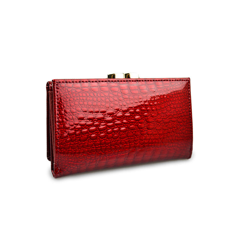 Short Women's Wallet Patent Leather Clip Change