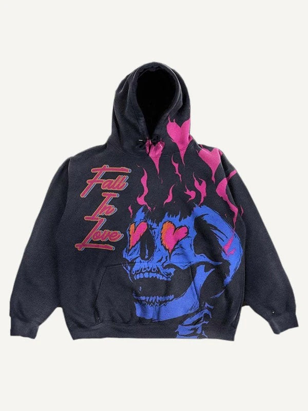 Colorblock Skull Print Pocket 3D Sweater