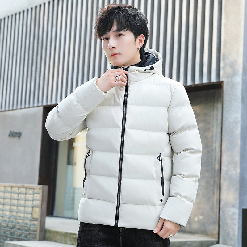 Cotton-padded Coat Men's Hooded Autumn And Winter Fleece-lined