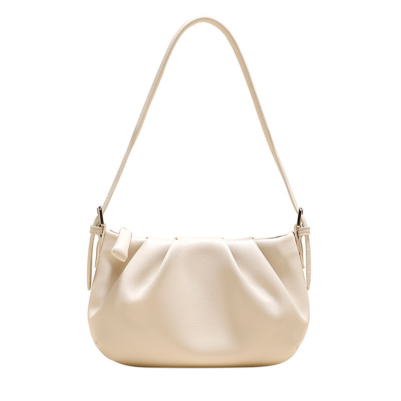 High-Grade One-shoulder Crossbody Underarm Leather Folds Cloud Bag