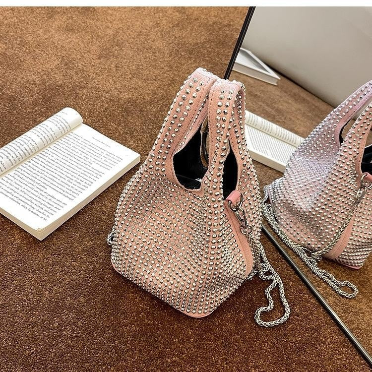 Design Full Diamond Women's Bag Summer All-matching Chain Messenger Bag Bucket Bag