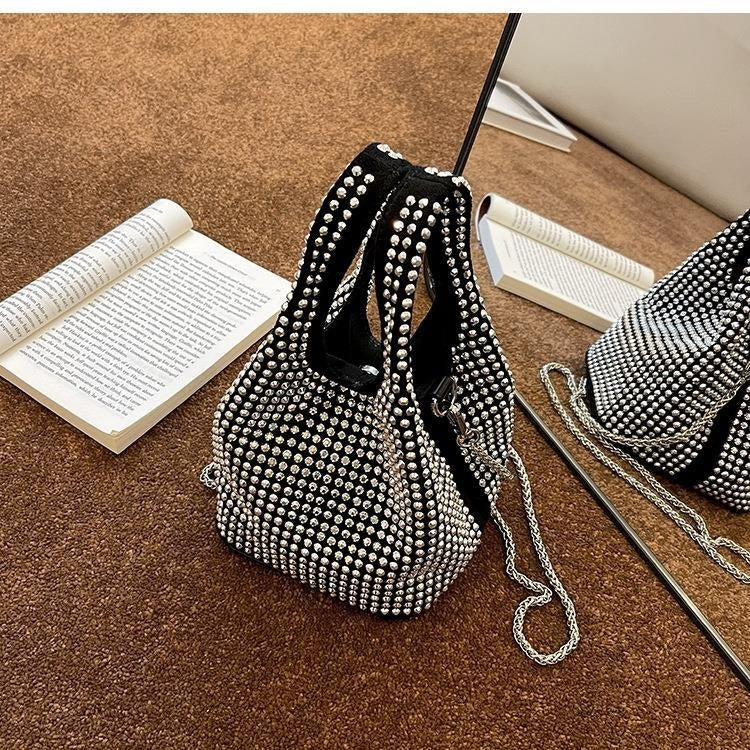 Design Full Diamond Women's Bag Summer All-matching Chain Messenger Bag Bucket Bag