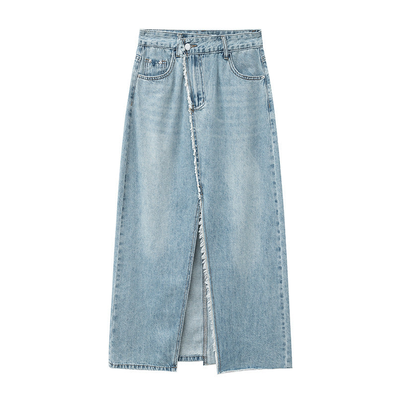 Light Color Irregular Denim Skirt For Women