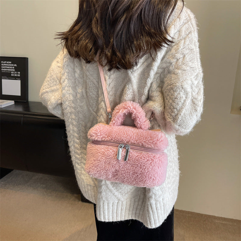 Autumn And Winter Lamb Wool Niche Popular Women's Bags Plush Portable