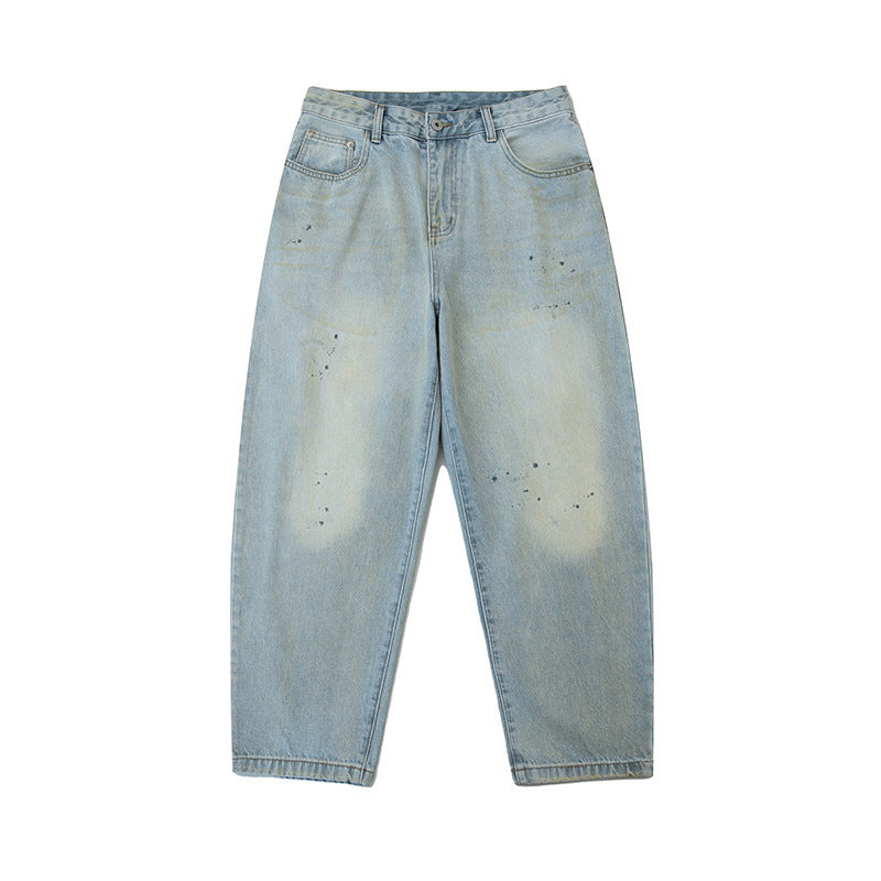 Paint Point Washed Light Blue Jeans For Men