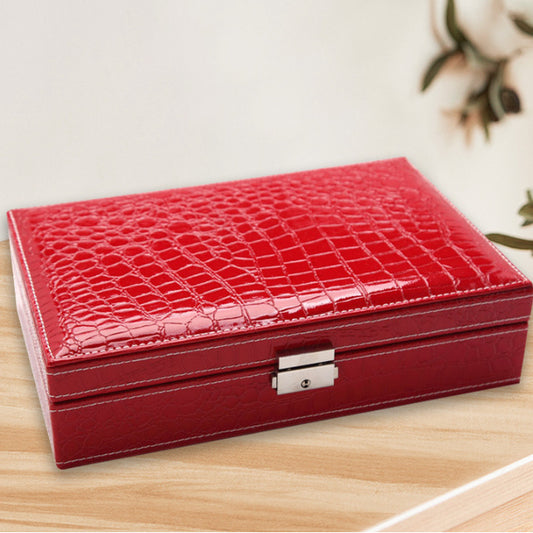 Leather Rectangular Single Layer Stud Earring Storage Box