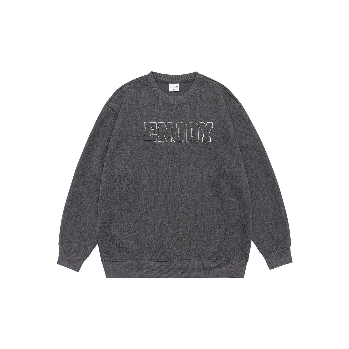 Retro Alphabet Embroidered Crew Neck Sweater