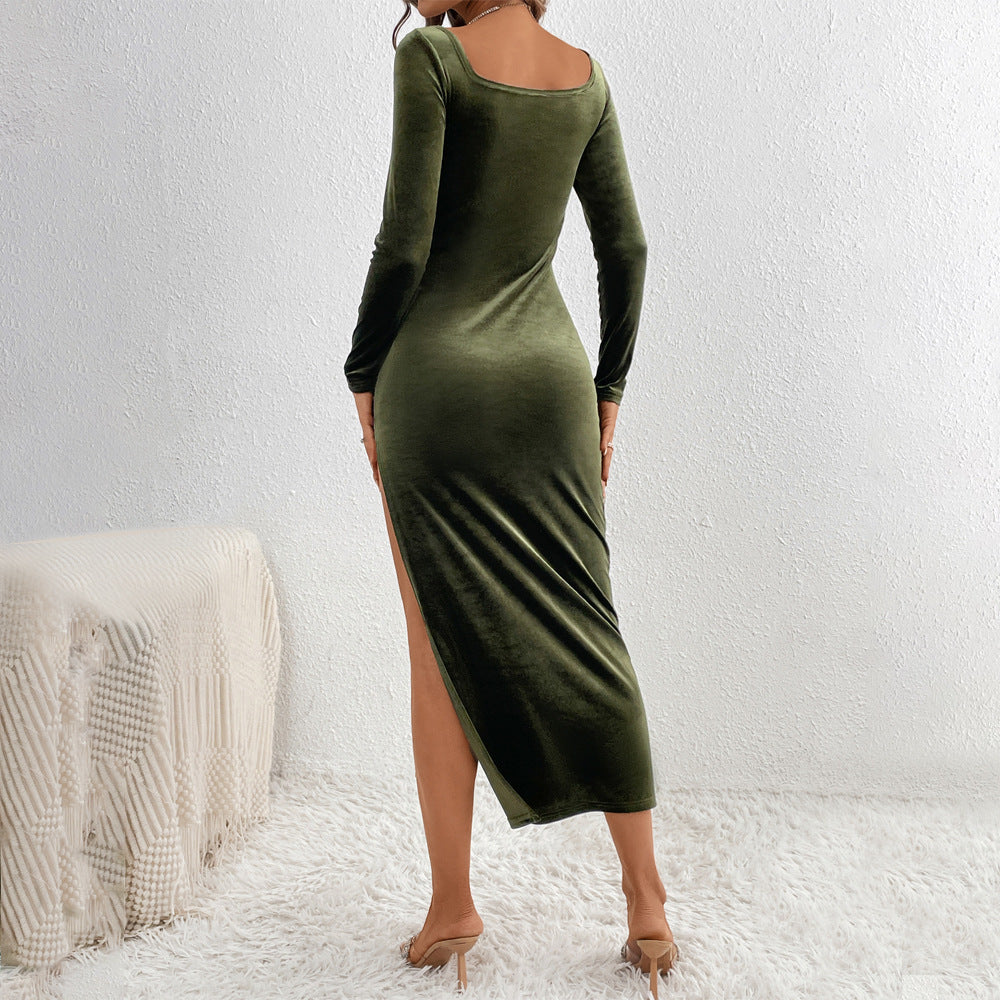 Women's Fashionable With Side-slit Sheath Dress