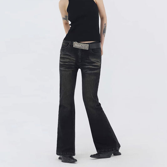 American Washed Black Jeans With Whiskers