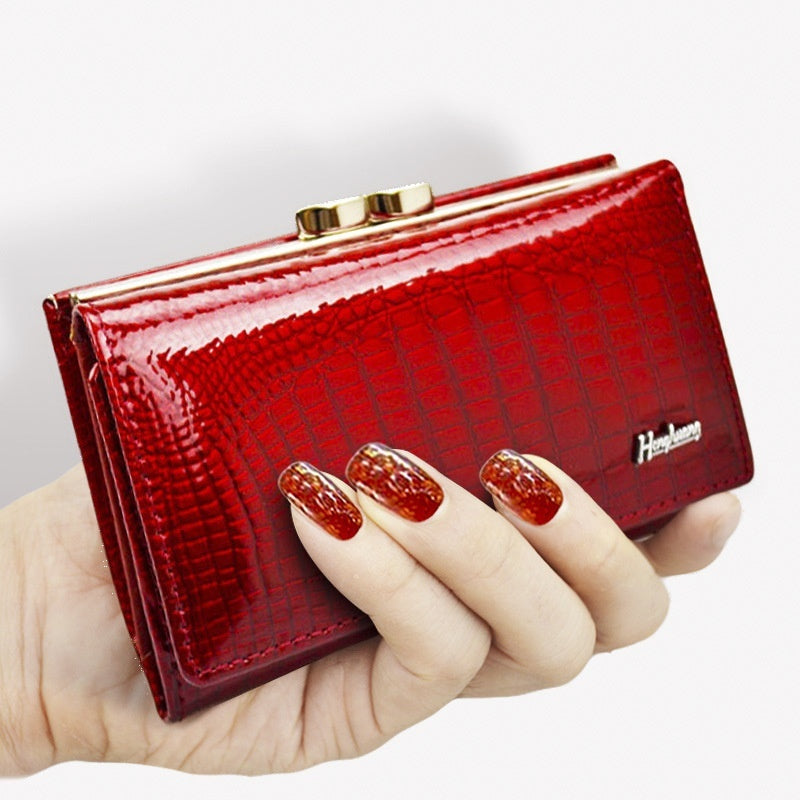 Short Women's Wallet Patent Leather Clip Change